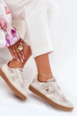 Sneakersy Damskie Daniel Lopez Just Dare SS2D4032 Zwierzęcy Wzór Beżowe