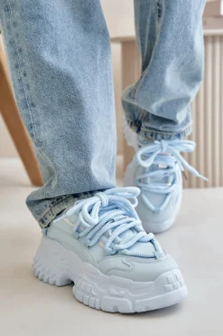 Sneakersy Damskie Na Masywnej Podeszwie Niebieskie Nevela