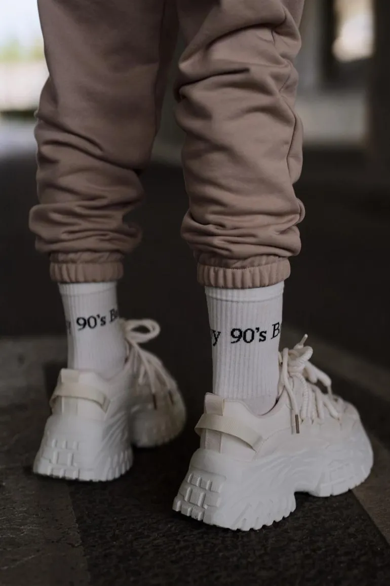 Sneakersy Damskie Na Masywnej Podeszwie Jasnobeżowe Nevela