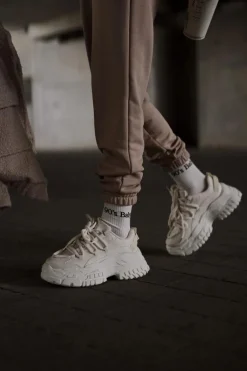 Sneakersy Damskie Na Masywnej Podeszwie Jasnobeżowe Nevela