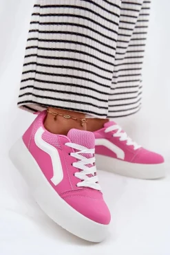 Sneakersy Damskie Na Platformie Fuksja Tellnira