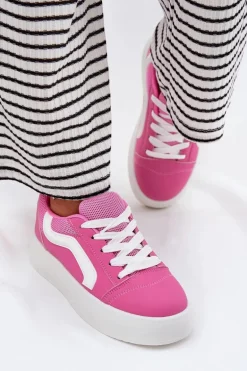 Sneakersy Damskie Na Platformie Fuksja Tellnira