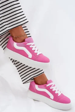 Sneakersy Damskie Na Platformie Fuksja Tellnira