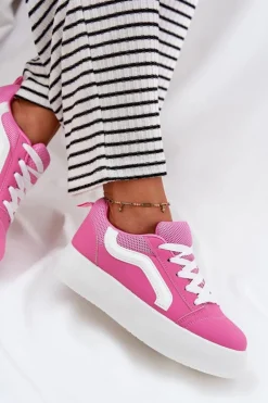 Sneakersy Damskie Na Platformie Fuksja Tellnira