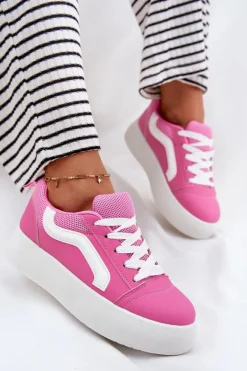 Sneakersy Damskie Na Platformie Fuksja Tellnira