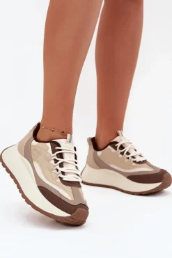 Sneakersy Damskie Na Platformie Big Star SS274002 HI-POLY SYSTEM Beżowe