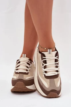 Sneakersy Damskie Na Platformie Big Star SS274002 HI-POLY SYSTEM Beżowe
