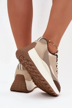 Sneakersy Damskie Na Platformie Big Star SS274002 HI-POLY SYSTEM Beżowe