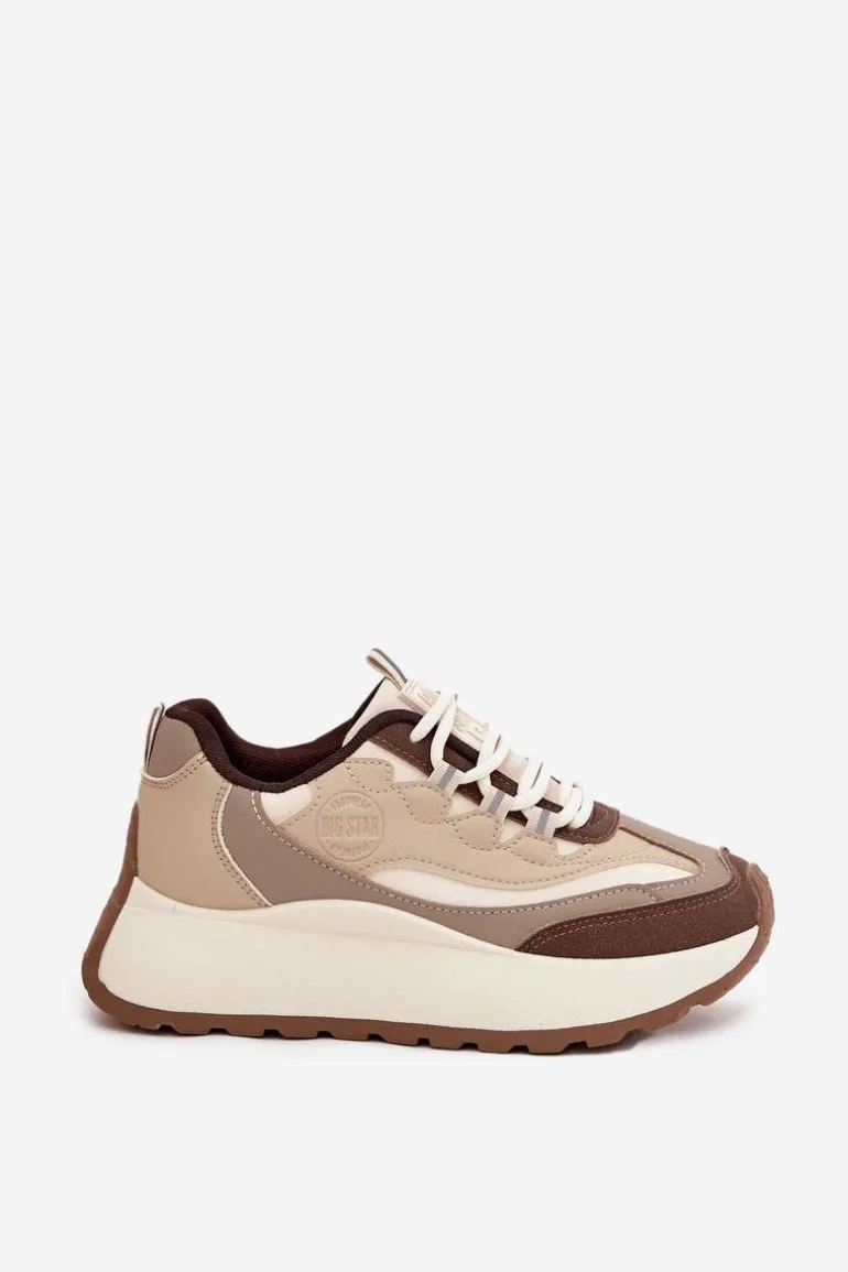 Sneakersy Damskie Na Platformie Big Star SS274002 HI-POLY SYSTEM Beżowe