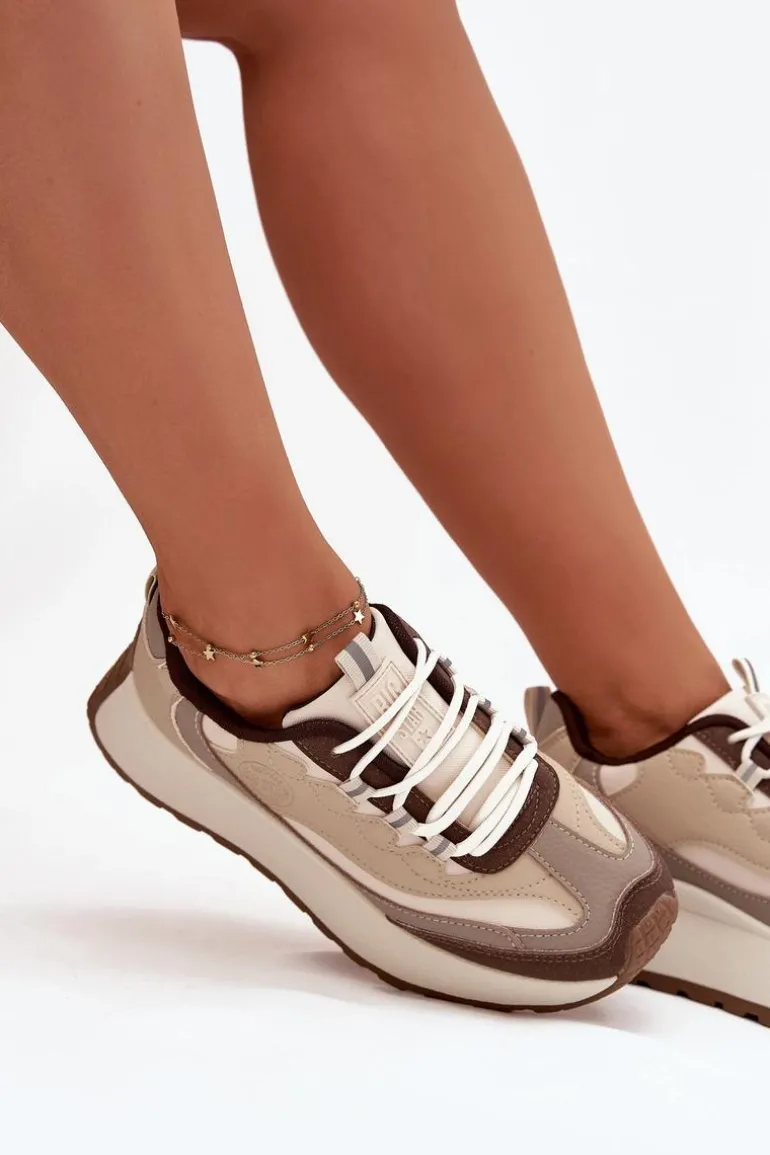 Sneakersy Damskie Na Platformie Big Star SS274002 HI-POLY SYSTEM Beżowe