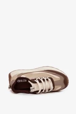 Sneakersy Damskie Na Platformie Big Star SS274002 HI-POLY SYSTEM Beżowe