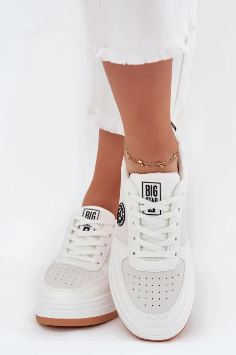 Sneakersy Damskie Na Platformie Big Star RR274572 HI-POLY SYSTEM Białe