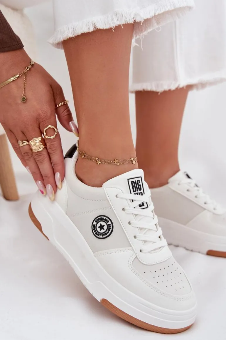 Sneakersy Damskie Na Platformie Big Star RR274572 HI-POLY SYSTEM Białe