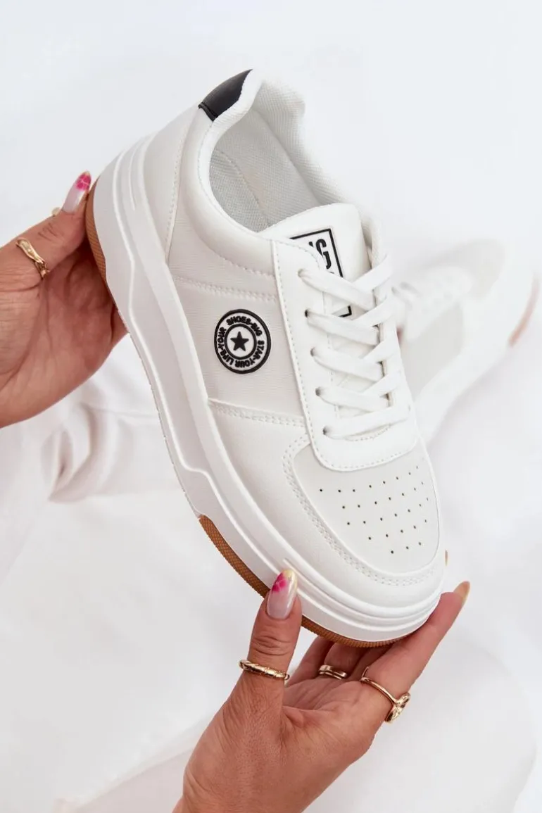 Sneakersy Damskie Na Platformie Big Star RR274572 HI-POLY SYSTEM Białe