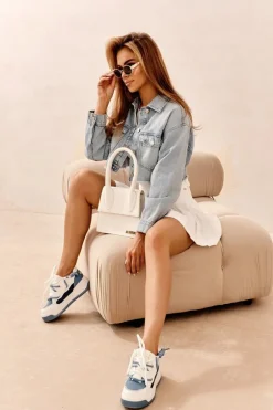 Sneakersy Damskie Na Platformie Niebieskie Moariella