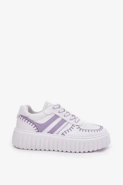 Sneakersy Damskie Na Platformie Fioletowe Ofenale