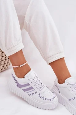 Sneakersy Damskie Na Platformie Fioletowe Ofenale