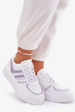 Sneakersy Damskie Na Platformie Fioletowe Ofenale