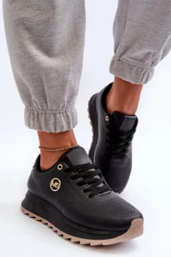 Sneakersy Damskie Na Platformie Czarne Rottiana