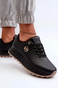 Sneakersy Damskie Na Platformie Czarne Rottiana