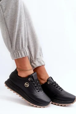 Sneakersy Damskie Na Platformie Czarne Rottiana