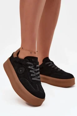 Sneakersy Damskie Na Platformie Big Star SS274761 Czarne