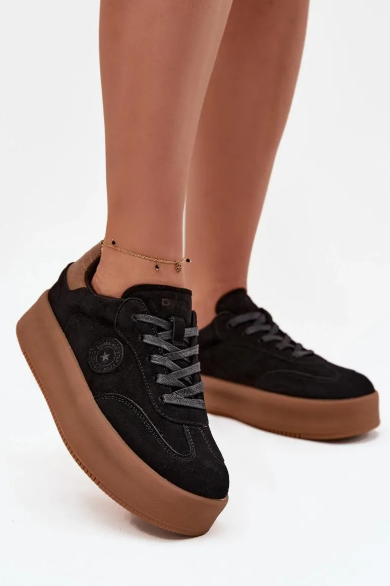 Sneakersy Damskie Na Platformie Big Star SS274761 Czarne