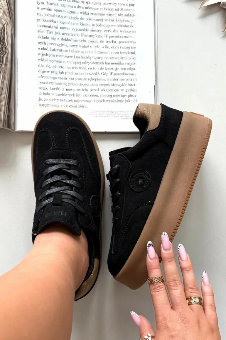 Sneakersy Damskie Na Platformie Big Star SS274761 Czarne