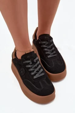 Sneakersy Damskie Na Platformie Big Star SS274761 Czarne