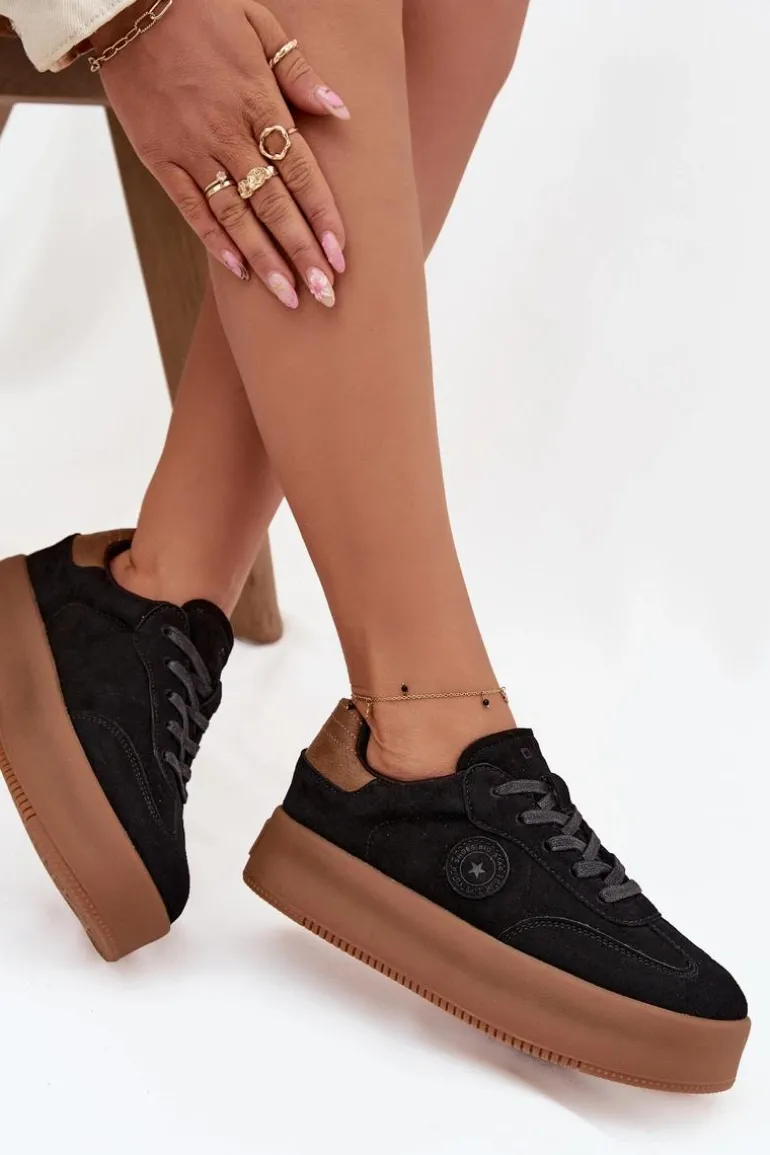 Sneakersy Damskie Na Platformie Big Star SS274761 Czarne