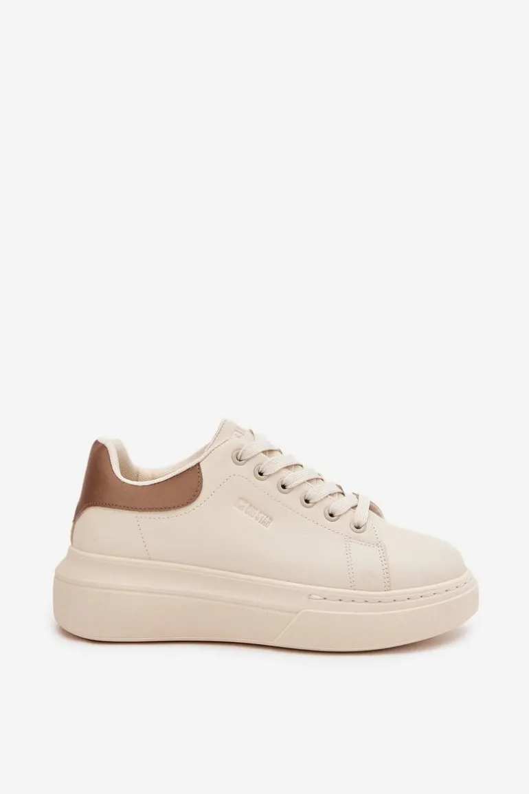 Sneakersy Damskie Na Platformie Big Star SS274246 Jasnobeżowe