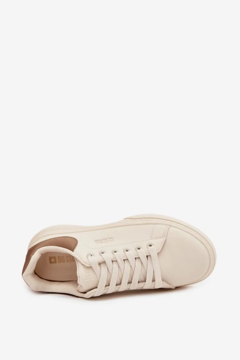 Sneakersy Damskie Na Platformie Big Star SS274246 Jasnobeżowe