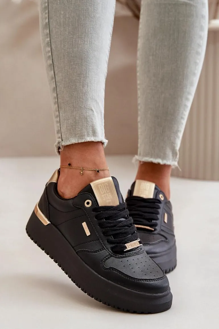 Sneakersy Damskie Na Platformie Big Star OO274758 HI-POLY SYSTEM Czarne