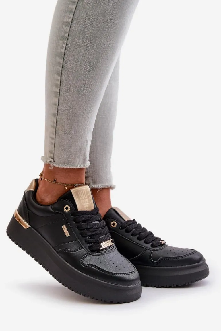 Sneakersy Damskie Na Platformie Big Star OO274758 HI-POLY SYSTEM Czarne