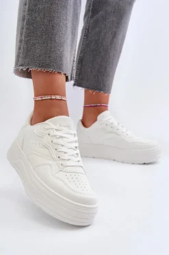 Sneakersy Damskie Na Platformie Białe Axivana