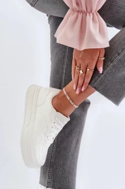 Sneakersy Damskie Na Platformie Białe Axivana