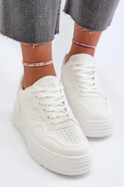 Sneakersy Damskie Na Platformie Białe Axivana