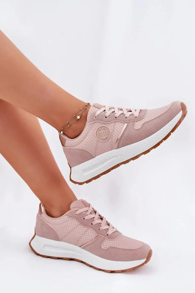 Sneakersy Damskie Na Platformie Big Star RR274489 Hi-Poly System Różowe