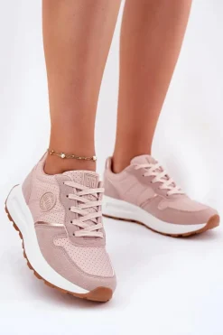 Sneakersy Damskie Na Platformie Big Star RR274489 Hi-Poly System Różowe