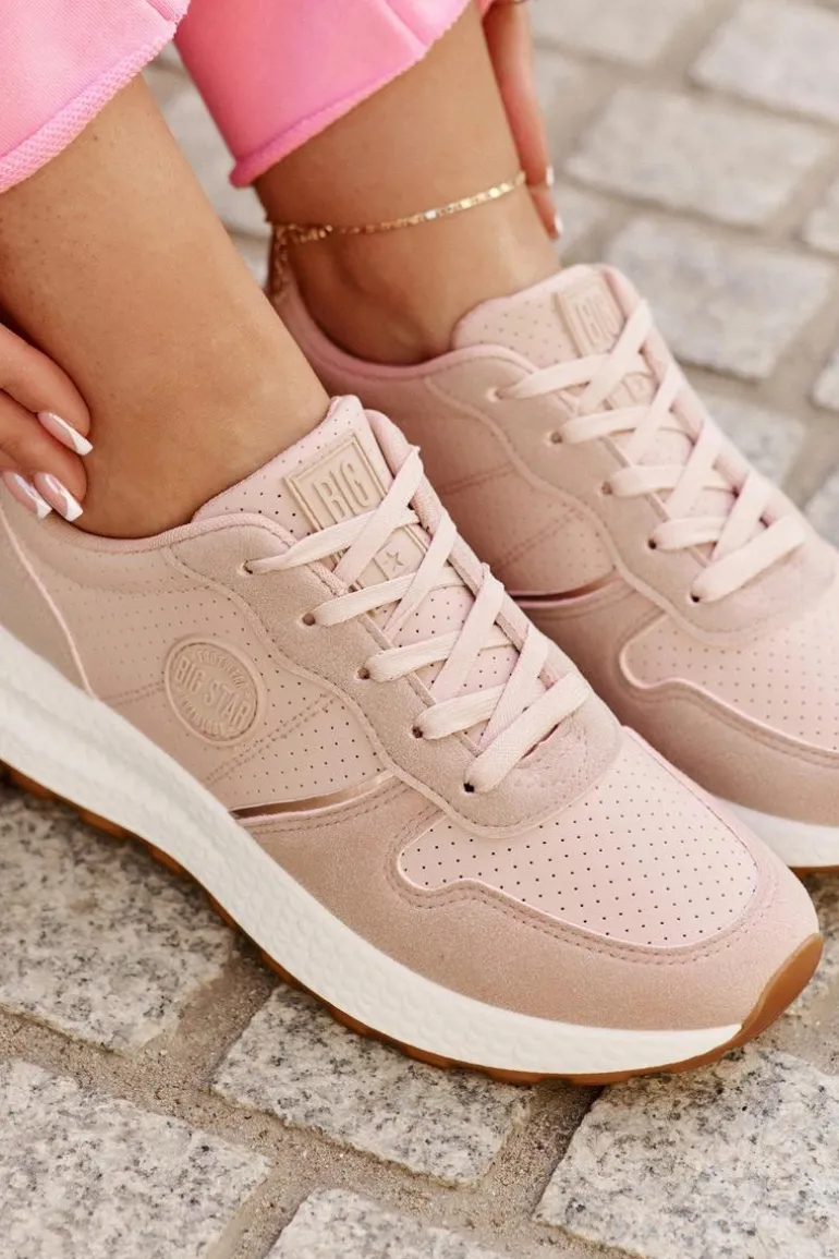 Sneakersy Damskie Na Platformie Big Star RR274489 Hi-Poly System Różowe