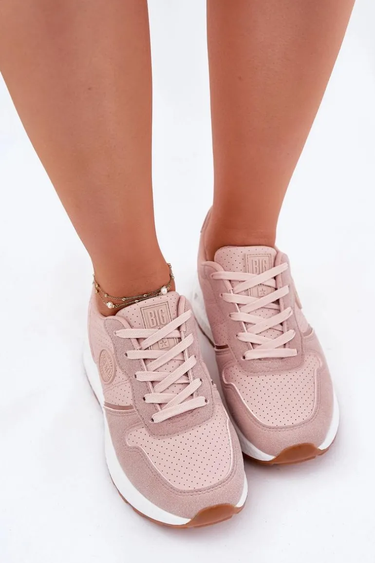 Sneakersy Damskie Na Platformie Big Star RR274489 Hi-Poly System Różowe