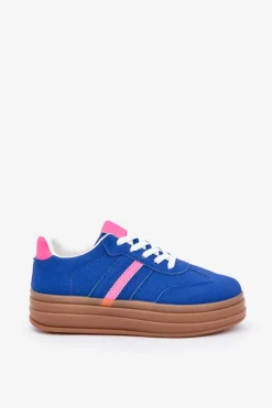 Sneakersy Damskie Na Platformie Granatowe Dravinnia