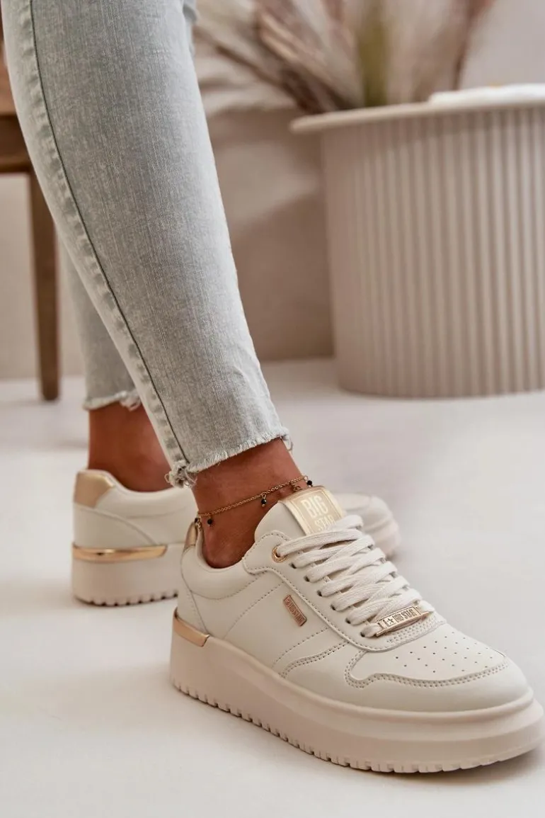 Sneakersy Damskie Na Platformie Big Star OO274757 HI-POLY SYSTEM Białe