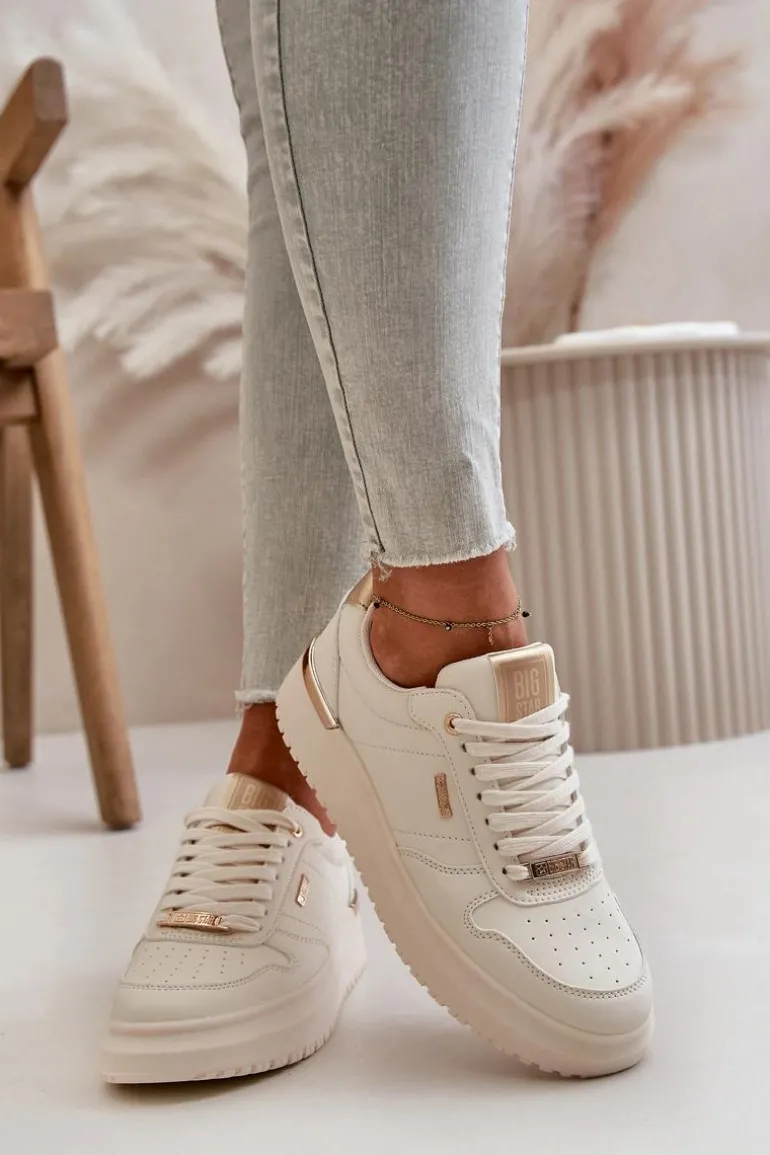 Sneakersy Damskie Na Platformie Big Star OO274757 HI-POLY SYSTEM Białe