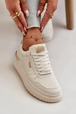 Sneakersy Damskie Na Platformie Big Star OO274757 HI-POLY SYSTEM Białe
