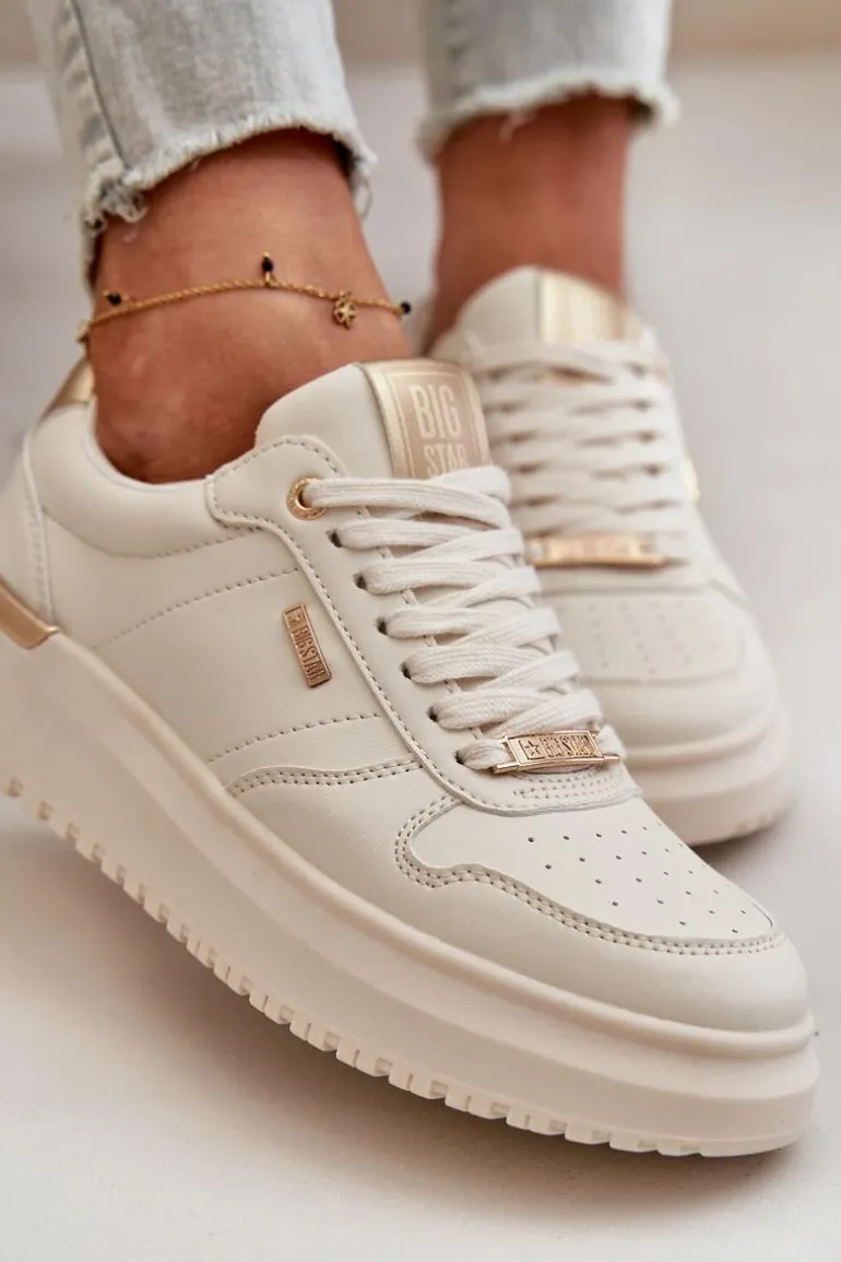 Sneakersy Damskie Na Platformie Big Star OO274757 HI-POLY SYSTEM Białe