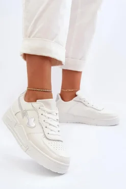 Sneakersy Damskie Na Platformie Białe Zeparine