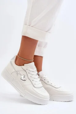 Sneakersy Damskie Na Platformie Białe Zeparine
