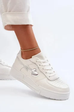 Sneakersy Damskie Na Platformie Białe Zeparine
