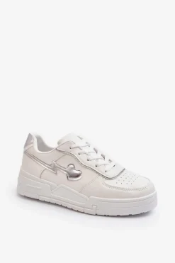 Sneakersy Damskie Na Platformie Białe Zeparine